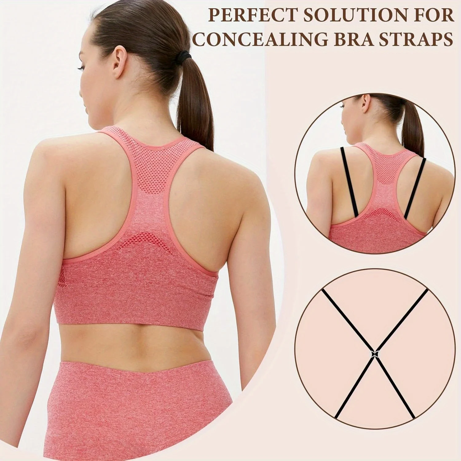 12-delige antislip bh-bandsteunen voor race-rugbeha's - verstelbaar, veilige pasvorm, zwart, beige, wit, transparant - casual draag.