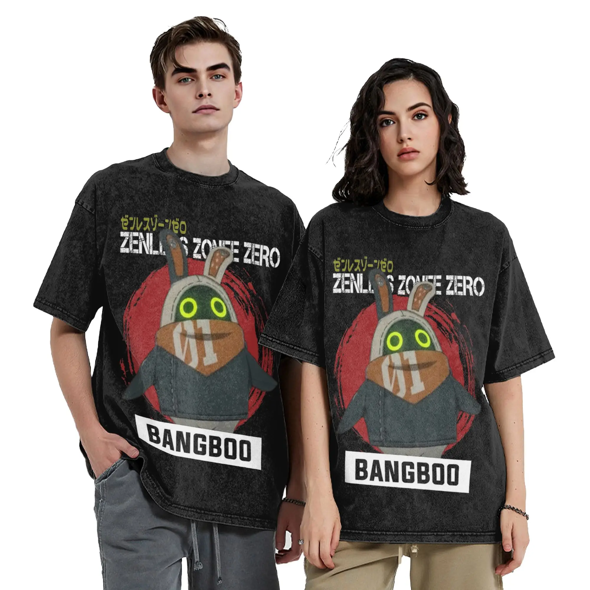 Bangboo Zenless Zone Zero Washed T Shirts Streetwear Hip Hop Vintage T-Shirt  Tees Tops Men Women Cotton Oversize Summer