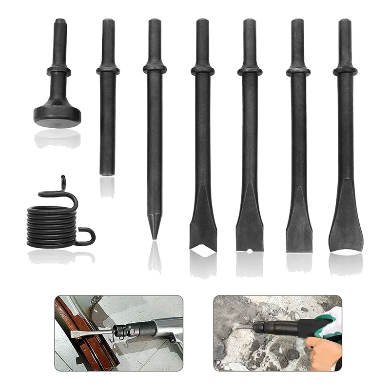 

X59A_8Pc Air Chisel Head Set Pneumatic Chisel Air Hammer Punch Chipping