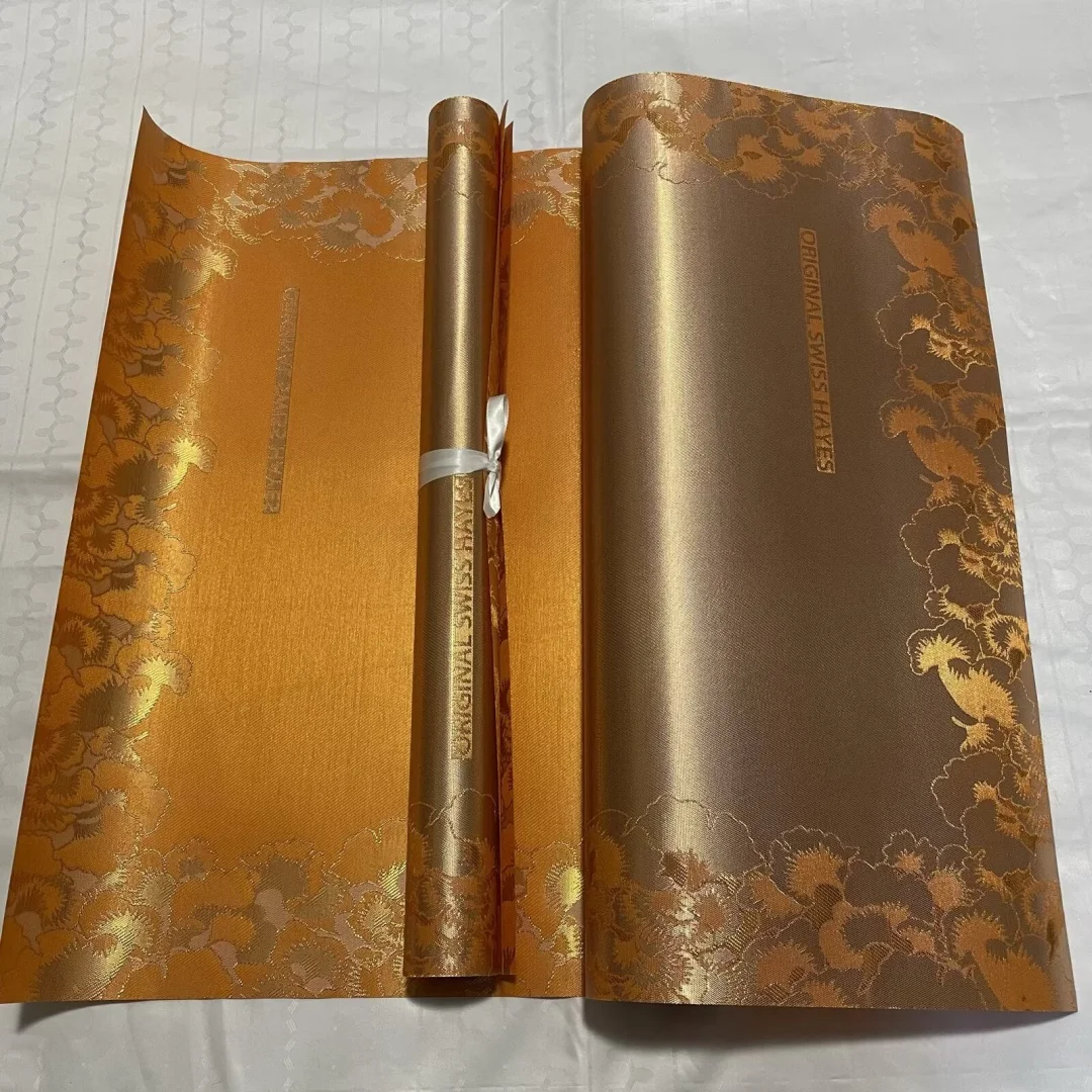 Elegant Gold Satin Hijab for Muslim Women Luxury Floral Border Headscarf Soft Turban Wrap Shawl for Eid Wedding Party Daily Wear