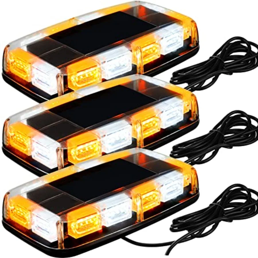 

3 Pack Roof Top Mini Strobe Light Bar with 48 LED Flashing Emergency Safety Warning Beacon Lamp for Construction Vehicles Snowp