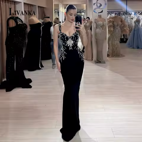 LIVANKA Luxurious Mermaid Evening Dress for Woman Beadings Special Event Dress Saudi Arabric Vestido de Graduacion Customized