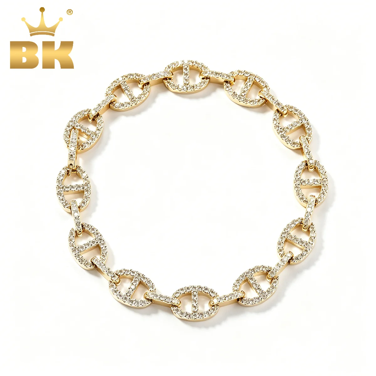 TBTK Iced Out Pig Nose Chain Necklace Full Paved Cubic Zirconia Coffee Bean Link HipHop Choker for Men Women Rapper Jewelry