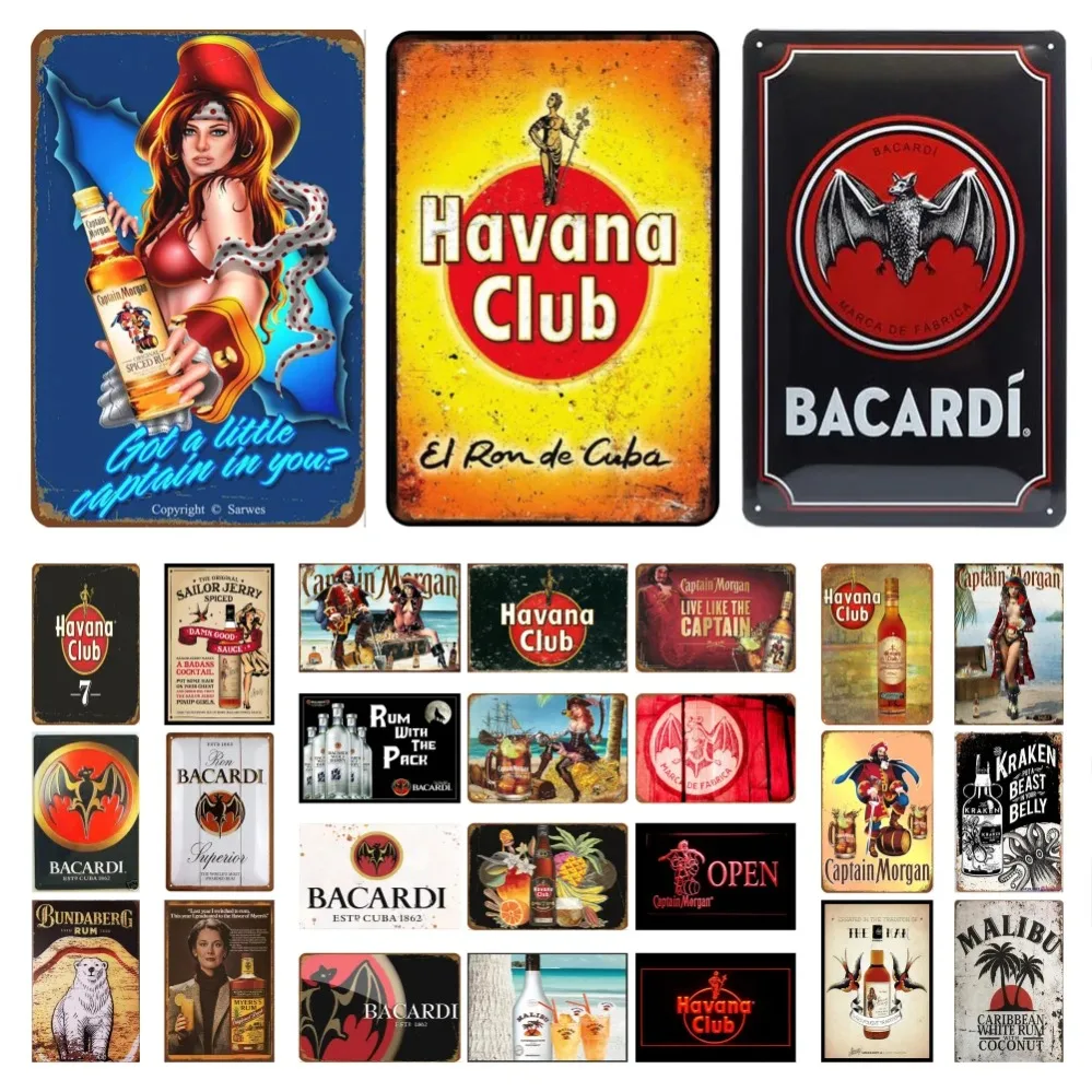 Cartel de metal vintage del Capitán Morgan Habana |   Placa de ron retro para pub, club, bar |   Arte de pared Man Cave con estética pirata