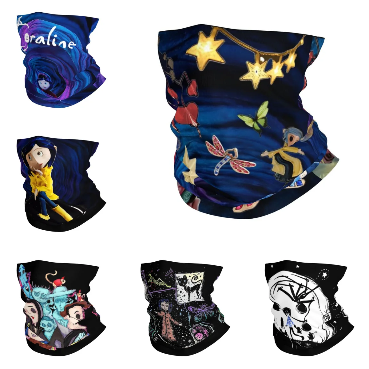 Coraline Horror Cartoon Bandana Retro Balaclava Summer Outdoor Sports Anti-UV Bicycle Mask Breathable Face Masks