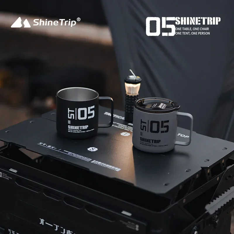 

ShineTrip Portable Anti Scalding Water Cup Outdoor Camping Tactical Style 304 Double-layer Stainless Steel Coffee Cup