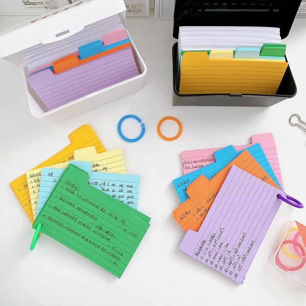 200 Sheets Horizontal Line Index Cards High Quality Binder DIY Memo Pads Colorful Pocket Notebook Gift