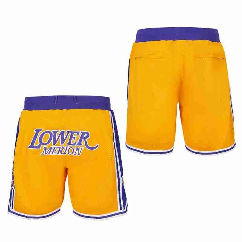 BG Basketball shorts LOWER MERION Four pockets Sewing embroidery Outdoor sports Beach pants high quality Black yellow Red 2024