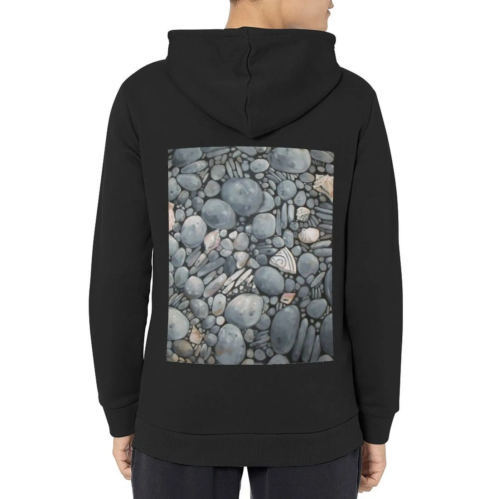 Pebble Stone Beach Rocks Shells Painting Art Hoodie anime clothing korean autumn clothes blouse mens hoodie