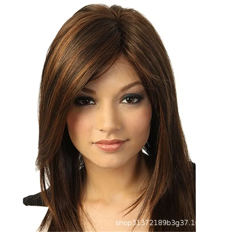 long straight brown fashionable women's wigs are hot selling