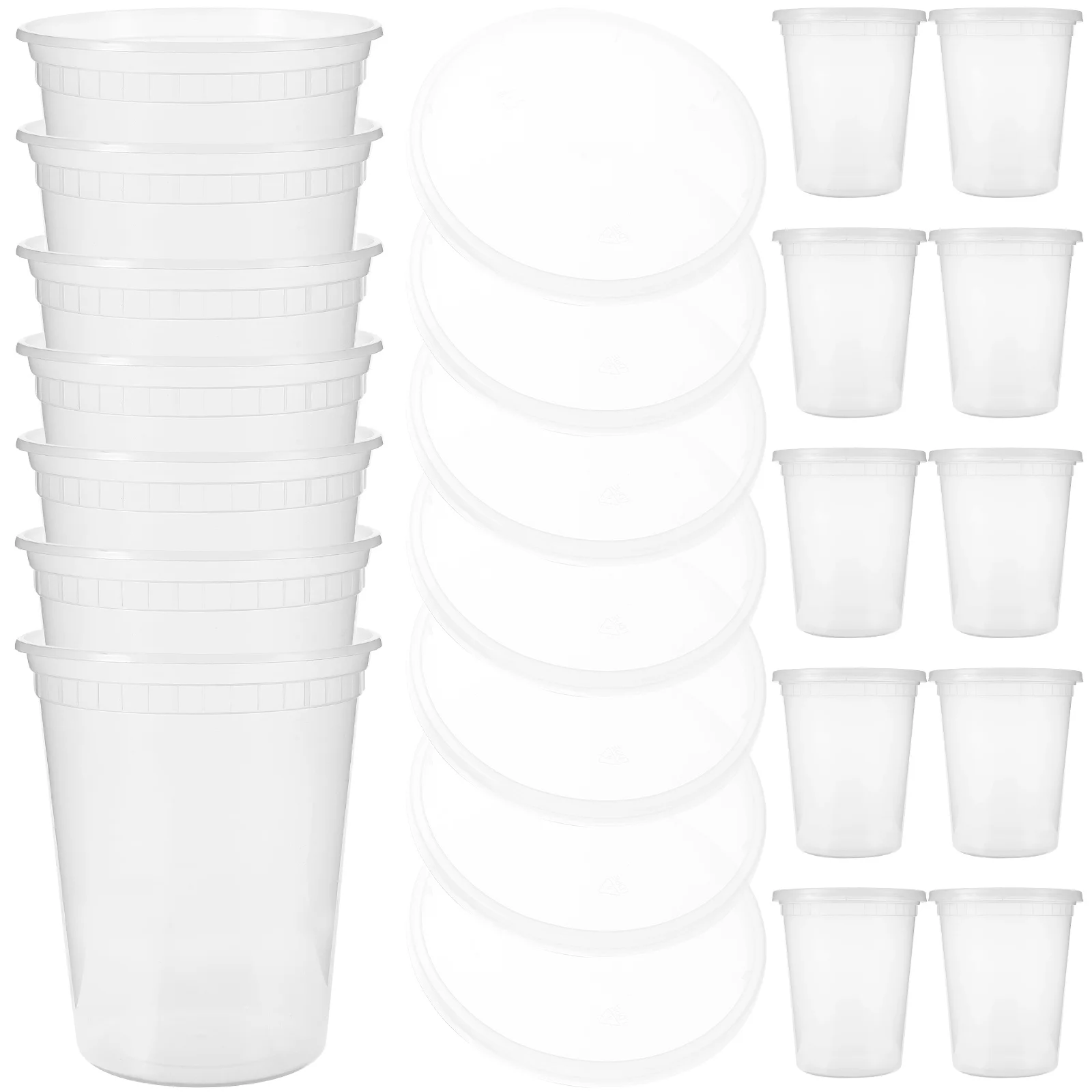 

30 Sets 32oz 960ml Plastic Food Containers Lids Disposable Soup Bowls Clear Takeout Boxes for Home Banquet