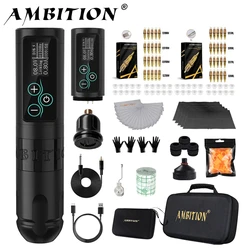 Ambition Vibe Professional Wireless Battery Tattoo Machine Kit Tattoo Pen Set Complete 2400mAh For Body Art Permanent Accessory