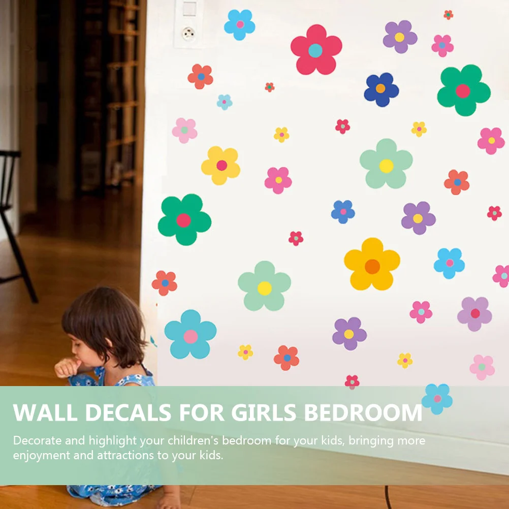 Kids Room Wall Stickers Flower for Baby Poster Bedroom Aesthetic Decor Pvc Decals Floral