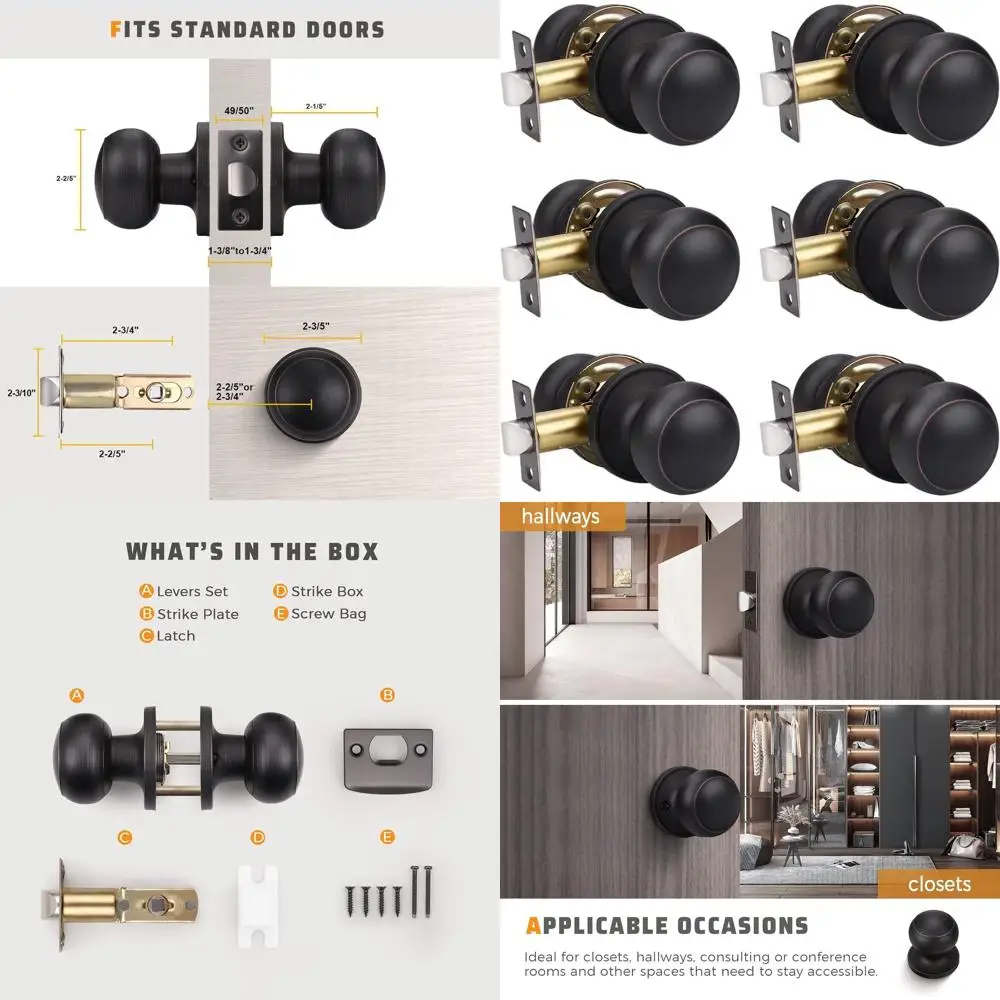 

Набор из 6 дверных ручек с покрытием под бронзу для коридоров и гардеробных