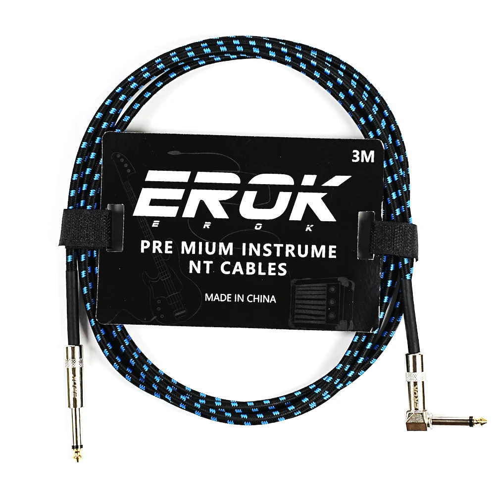 EROK 1,5/3/6/10M Gitarren-Audiokabel, Anti-Lärm-Linie, 6,35 mm Stecker auf Stecker, buntes geflochtenes Linienpedal, Gitarren-Bass-Universalkabel