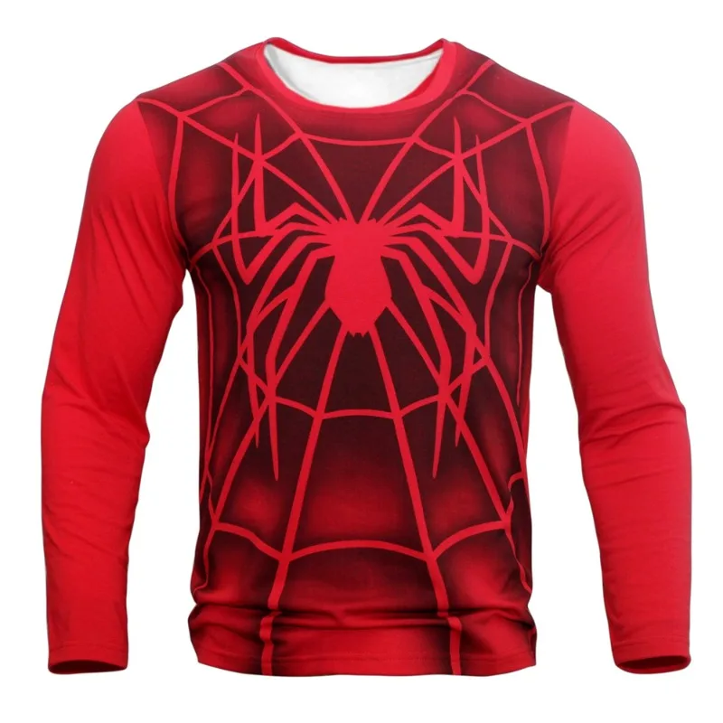 

Новый боксерский костюм Человека-паука, рубашка с длинными рукавами и 3D-принтом «Паук», дышащий быстросохнущий топ, модный