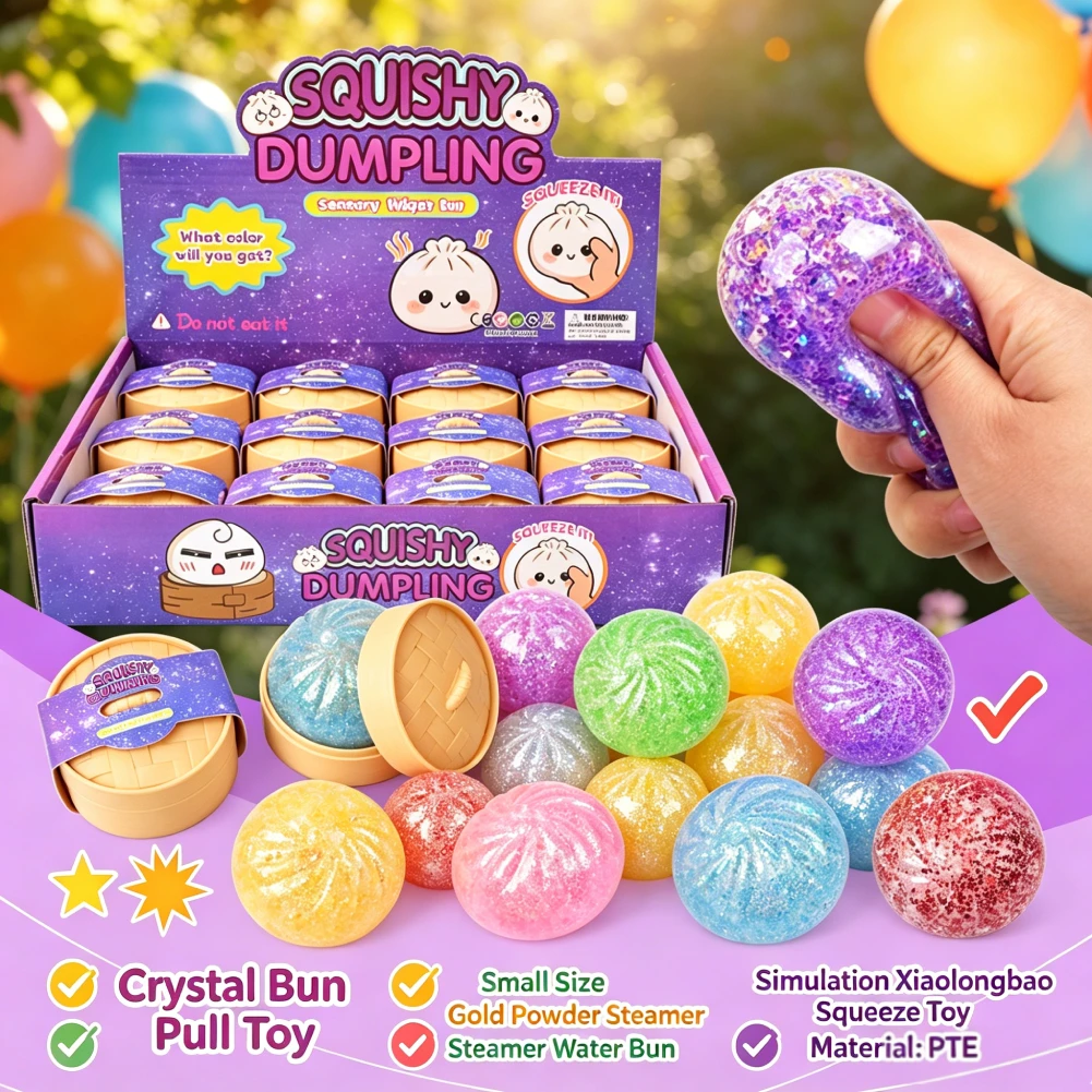 12個入り餃子型ストレス解消ボール-軽量スクイーズドッグフィジェットボール-ソフトタイプ-男の子-女の子-大人-学生-家庭-オフィス-教室用