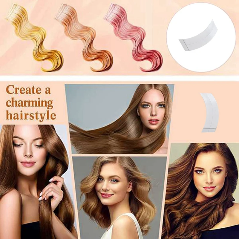 شرائط إطالة شعر لاصقة بشريط مزدوج مقاومة للماء ، شعر ثابت ، شعر مستعار ، شعر مستعار بدانتيل ، شريط حز ،