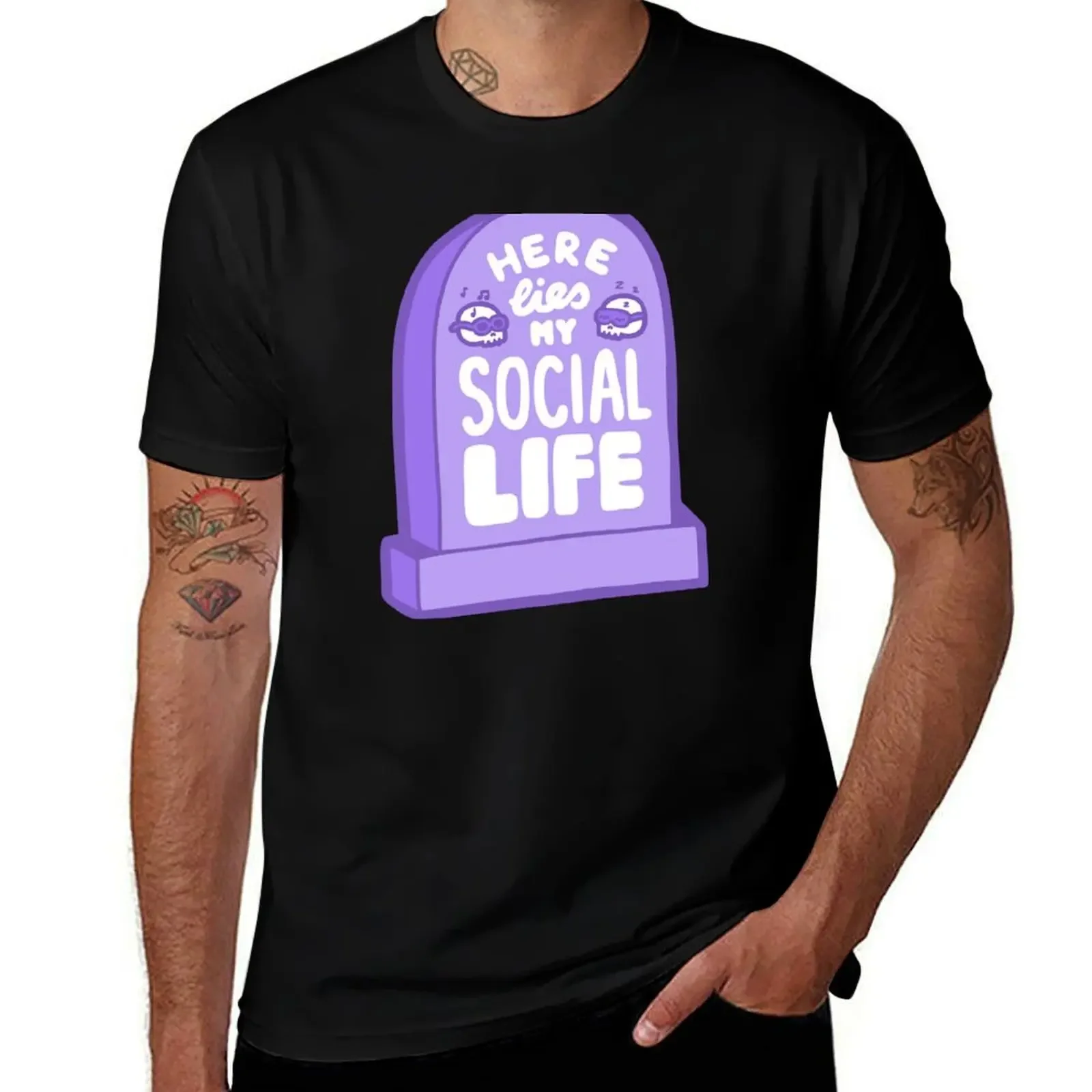 

Here Lies My Social Life in Lilac T-Shirt football t shirt cotton graphic tees men clothes