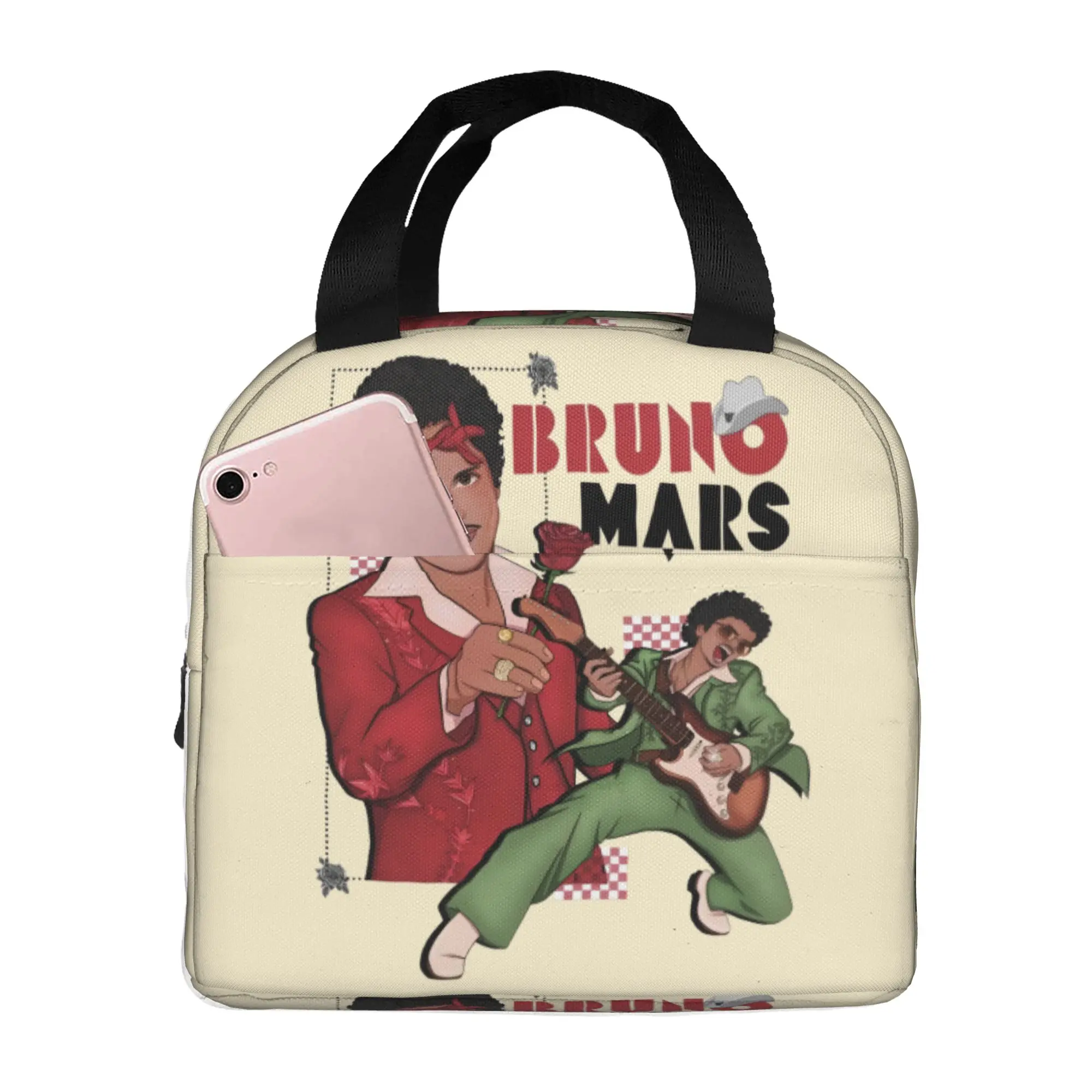 

Custom Bruno Mars Pop Music Resuable Lunch Boxes Unisex Multifunction Cooler Thermal Food Insulated Lunch Bag School Student
