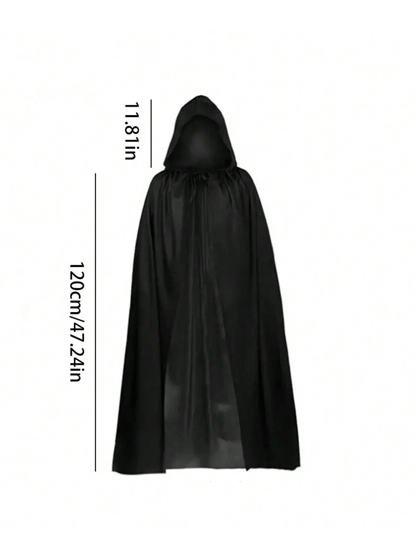 Halloween-Umhang, weicher Unisex-Kapuzenumhang, schwarze Robe, Hexenumhang, langer Umhang, Cosplay-Kostüm, Requisite für Partys, Aufführungen, Feiertagsdekoration – Detail 8
