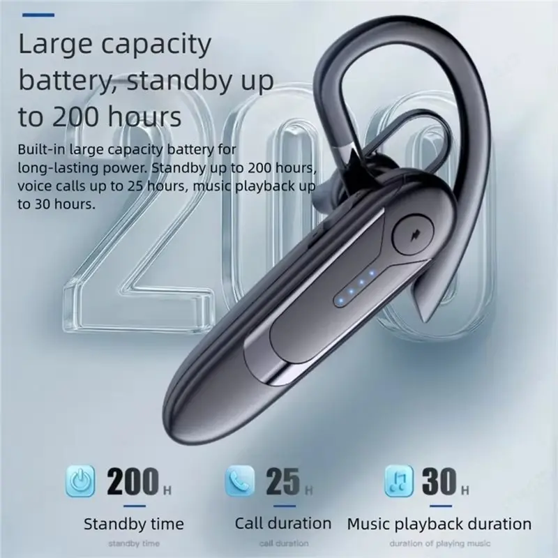 Y47A Single-Ear Wireless Bluetooth Headphones Stereo Music Headset Ear-Hook Business Driving Earphone