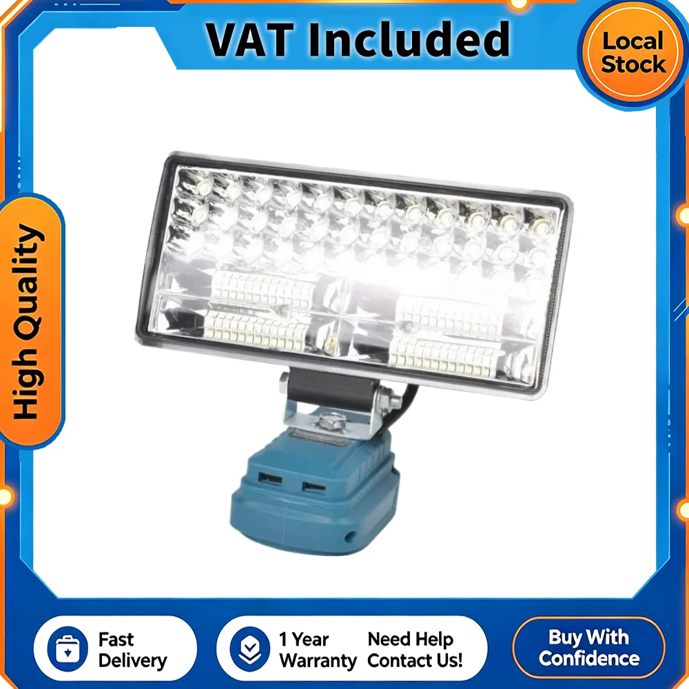 LED-Arbeitsleuchte, 8 Zoll, für Makita 14,4 V, 18 V, Li-Ionen-Akku, Lampe mit USB, Outdoor-Taschenlampe, Laterne, Camping-Notlicht