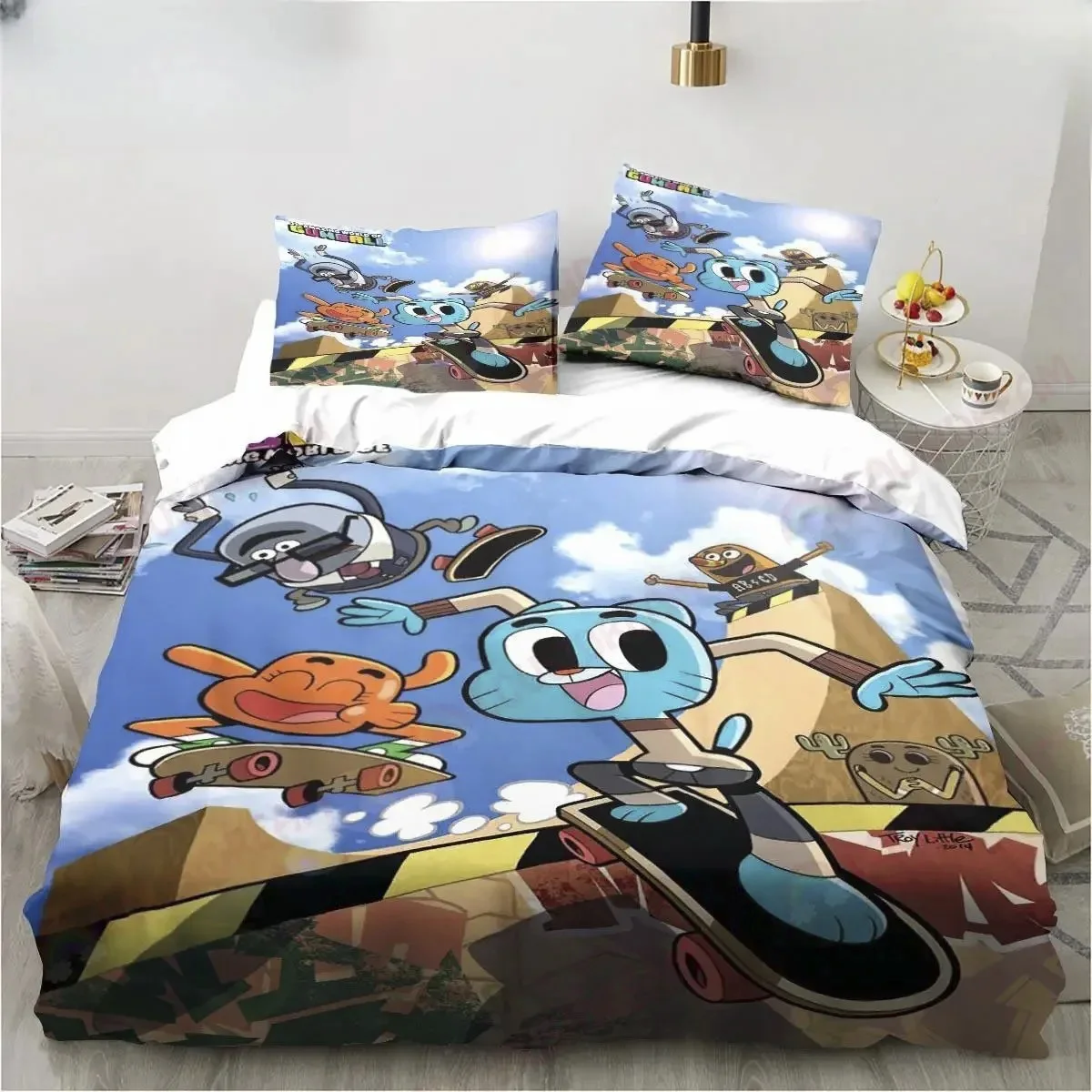 New Cartoon The Amazing World Bedding Set Gumball Sheet King Twin Double Child Bedding Set Mircofiber or Polyester Duvet Cover