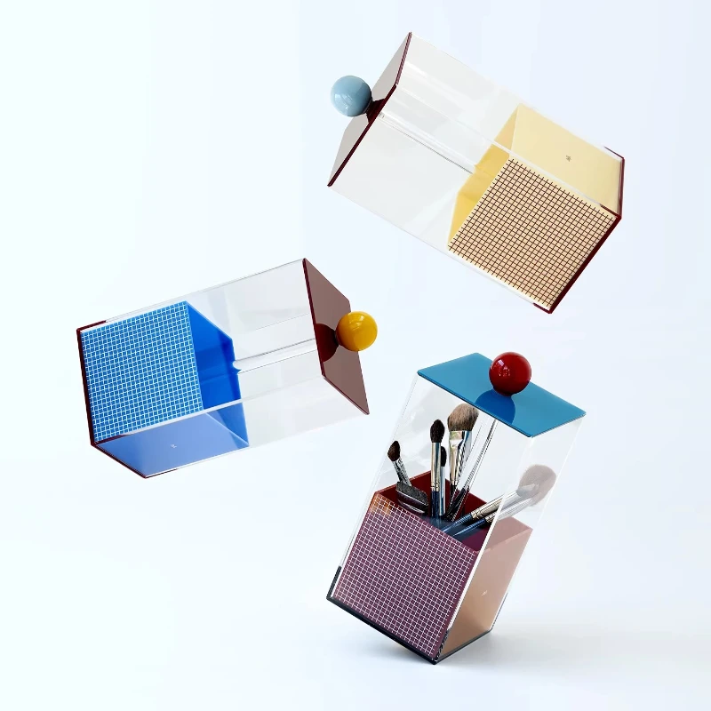 

Acrylic makeup brush storage cylinder dust brush bucket storage box light luxury brush