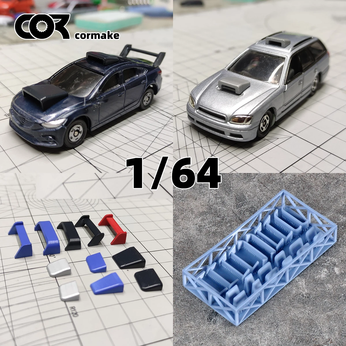 Engine Parts Tailplane Horizontal Tail Car Model Auto Parts Sand Table Diorama Scale Model Kit 1/64 for Car Race Car Sports Car