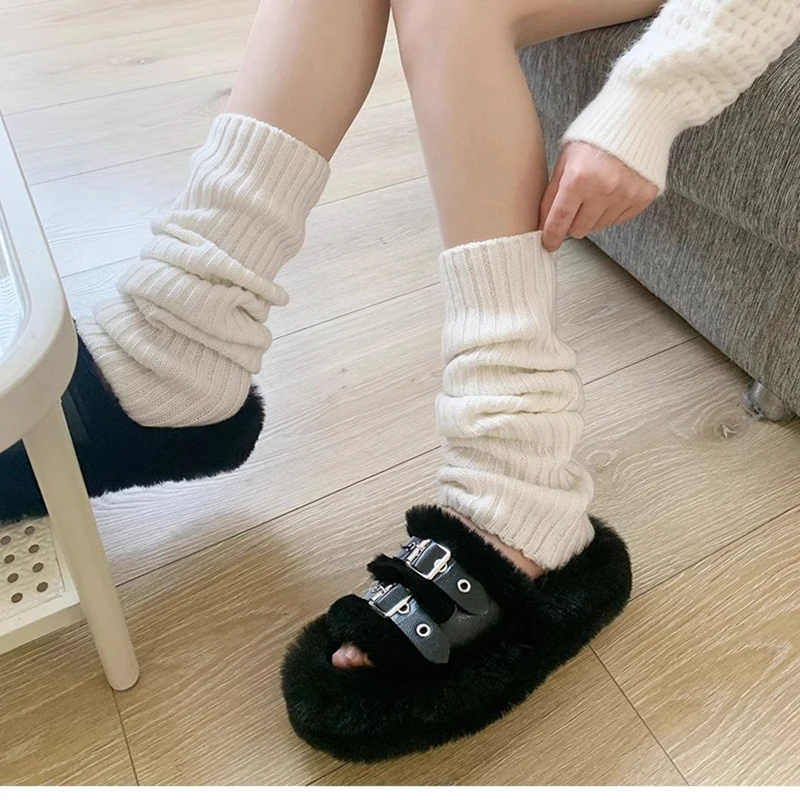 Lolita Leg Warmers Women Long Socks Wool Knitted Foot Cover Arm Warmer Autumn Winter Crochet Heap Socks Boot Cuffs Stockings