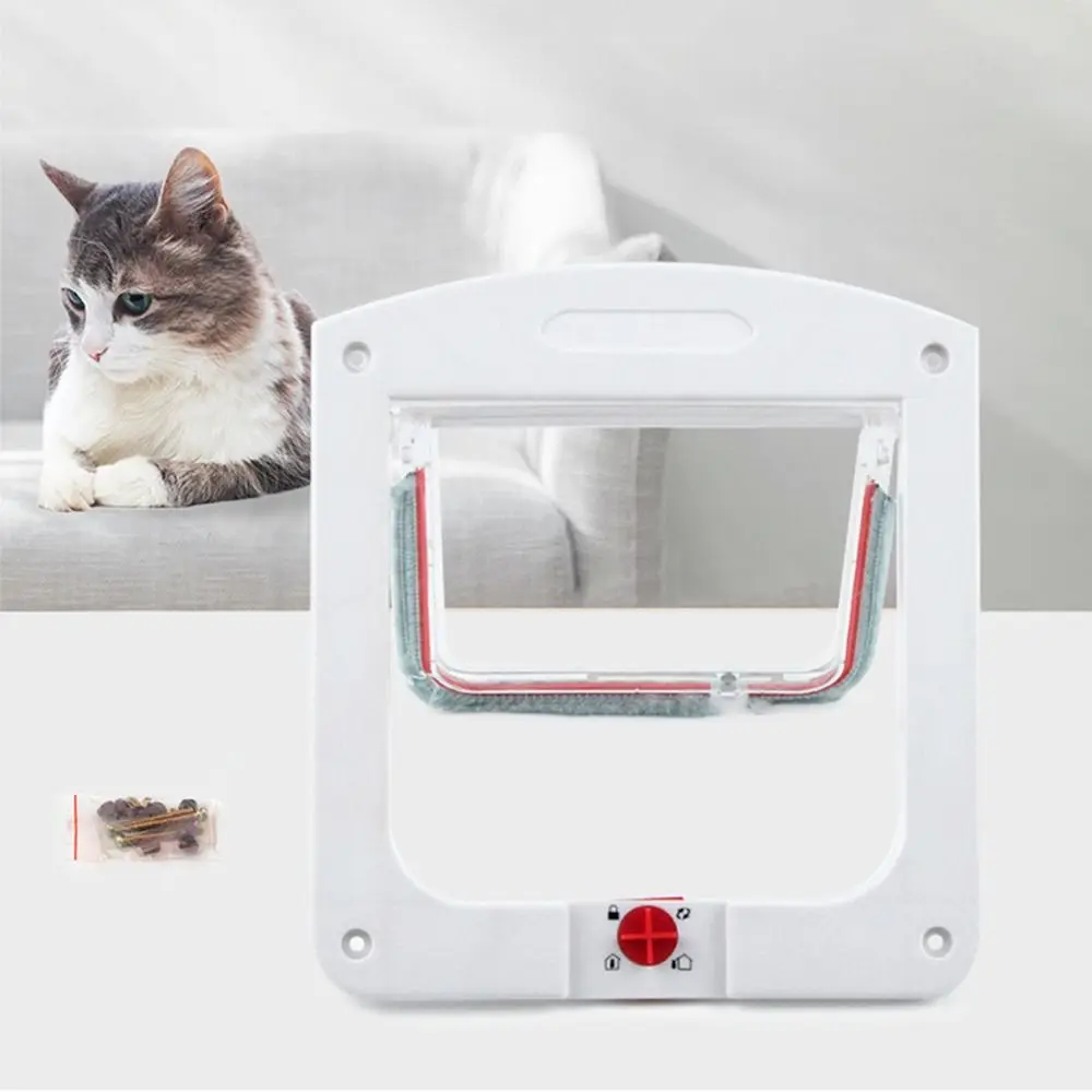 Controllable Switch 4 Way Locking Pet Door Magnetic Lock Weatherproof Cat Flap Doors Lockable Enter Freely Dog Kennel Door Puppy