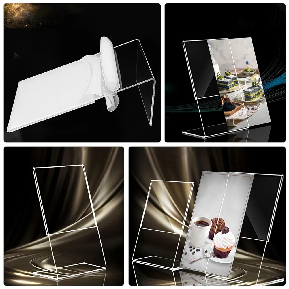 3Pcs Acrylic Sign Holder Versatile Desktop Display Rack Sturdy Clear Acrylic Stand for Flyers Leaflets Business Cards Meeting
