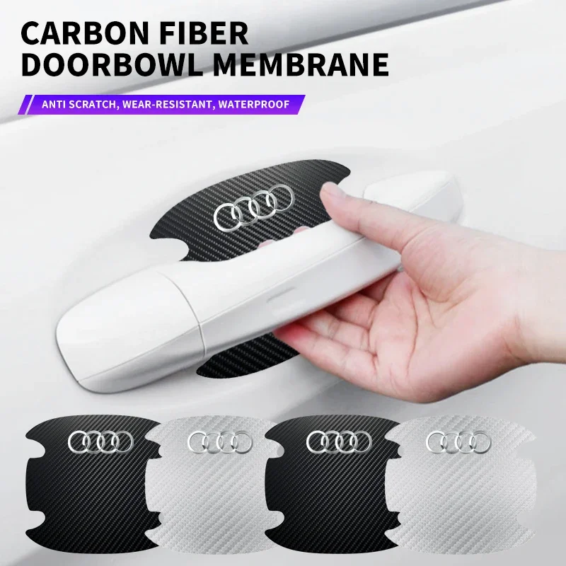 4 قطعة مقبض باب السيارة السلطانية خدش حامي ألياف الكربون ملصقات لأودي A3 A4 B8 8P 8V B6 A5 A6 C7 Q5 B9 B7 C6 A1 Q7 Q3 TT
