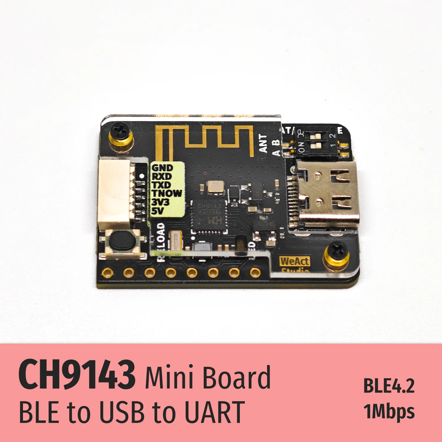 WeAct CH9143 Three-way BLE/USB/UART Module, Wireless Transparent Transmission, TTL Serial Port Module for Debugging
