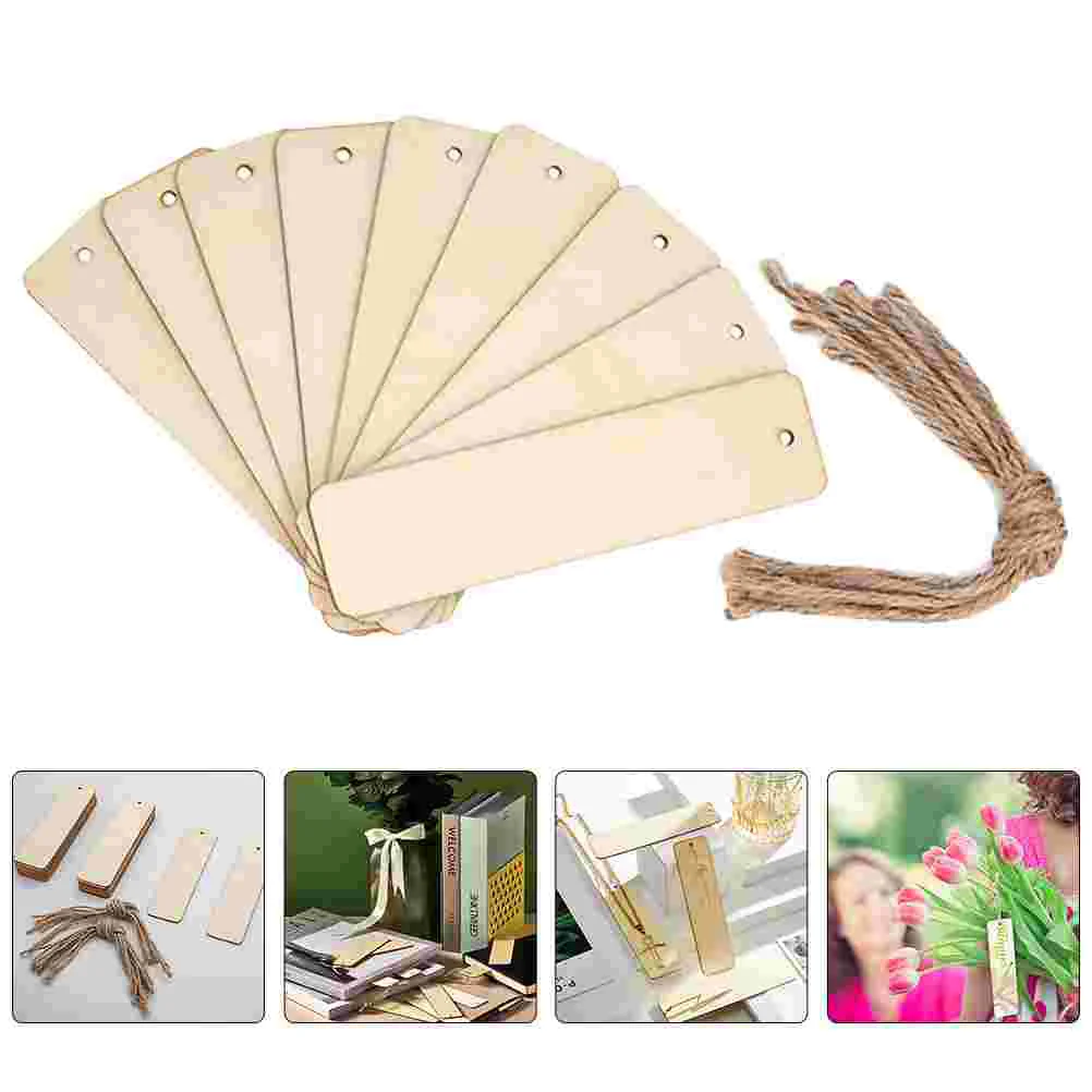 20 Pcs Wooden Blank Bookmark Bookmarks Rectangle Tags for Painting Ornaments DIY Supplies Unpainted Blanks