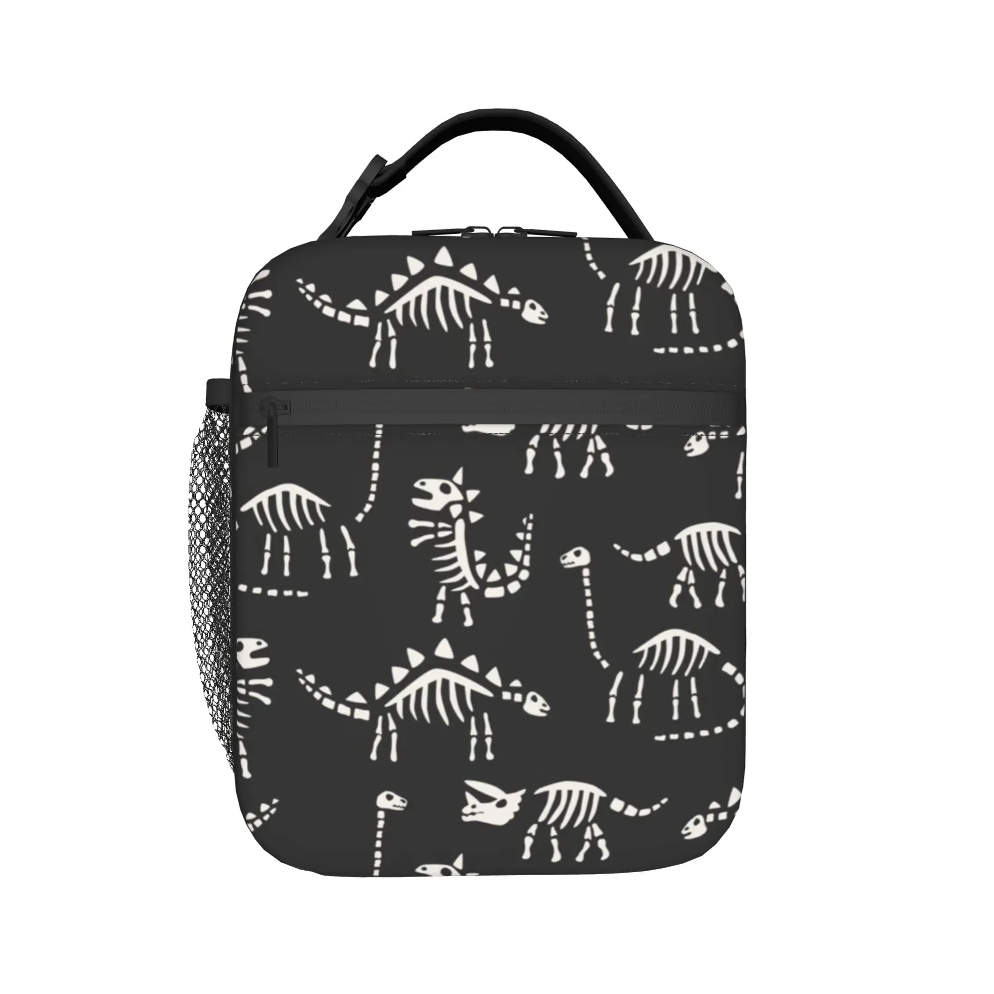 

Изолированные сумки для обедов с изображением скелетов динозавров, портативные термосумки для еды, термоконтейнеры для путешествий