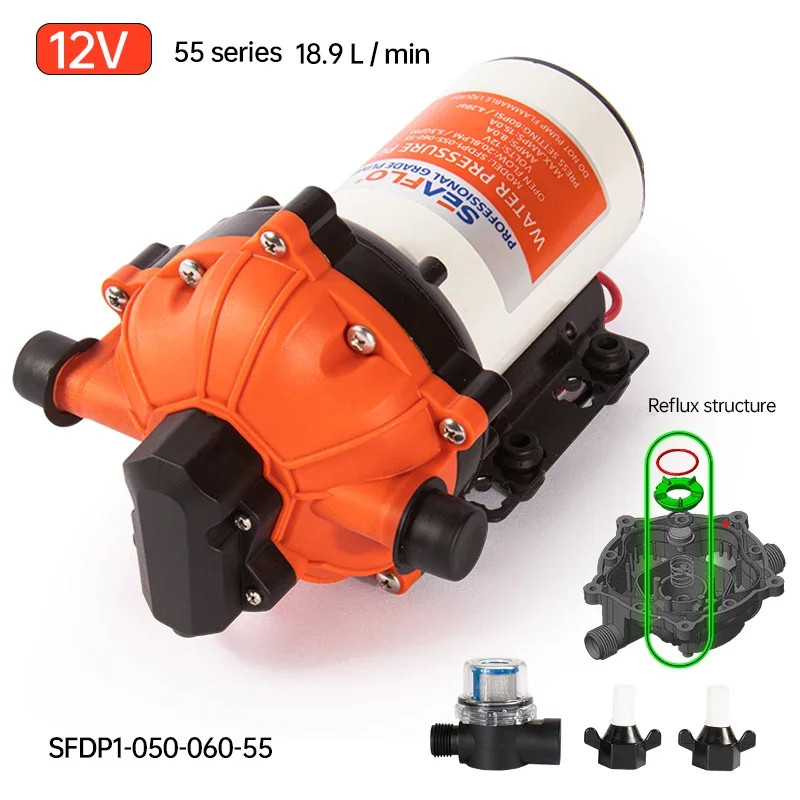 Self-priming Pump DC Water Pump Diaphragm RV Yacht Booster Pump 12V