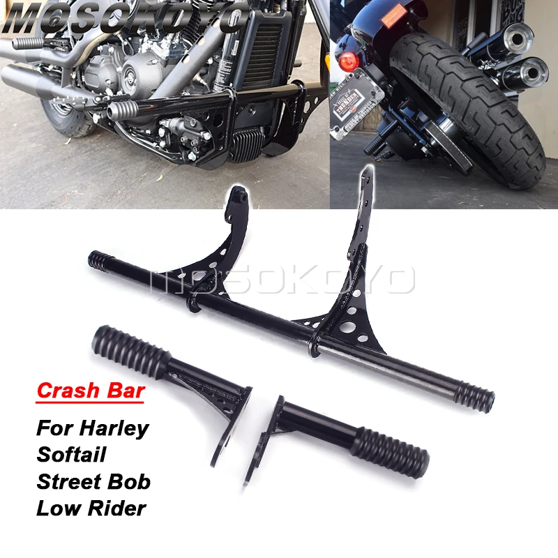 Motorcycle Highway Passenger Peg Crash Bars Frame Slider Bumper Guards For Harley Softail Street Bob Low Rider FXBB FXLR FXLRS