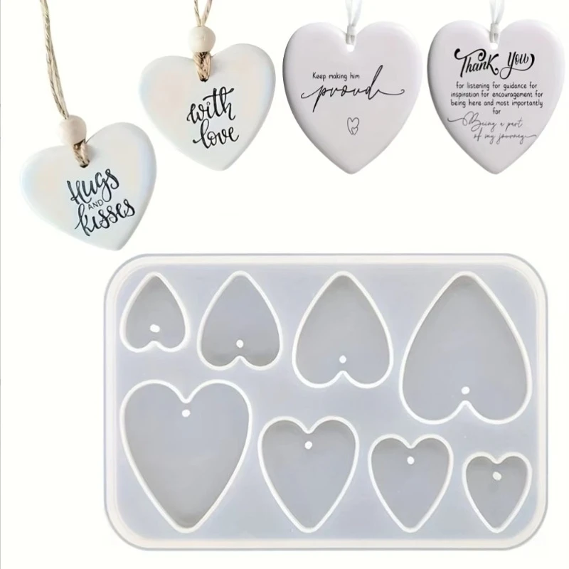 1pc 8-Cavity Heart Pendant Mold - Non-Stick Jewelry Making Mold with Rounded Edges, for DIY Earrings, Pendants, Keychains