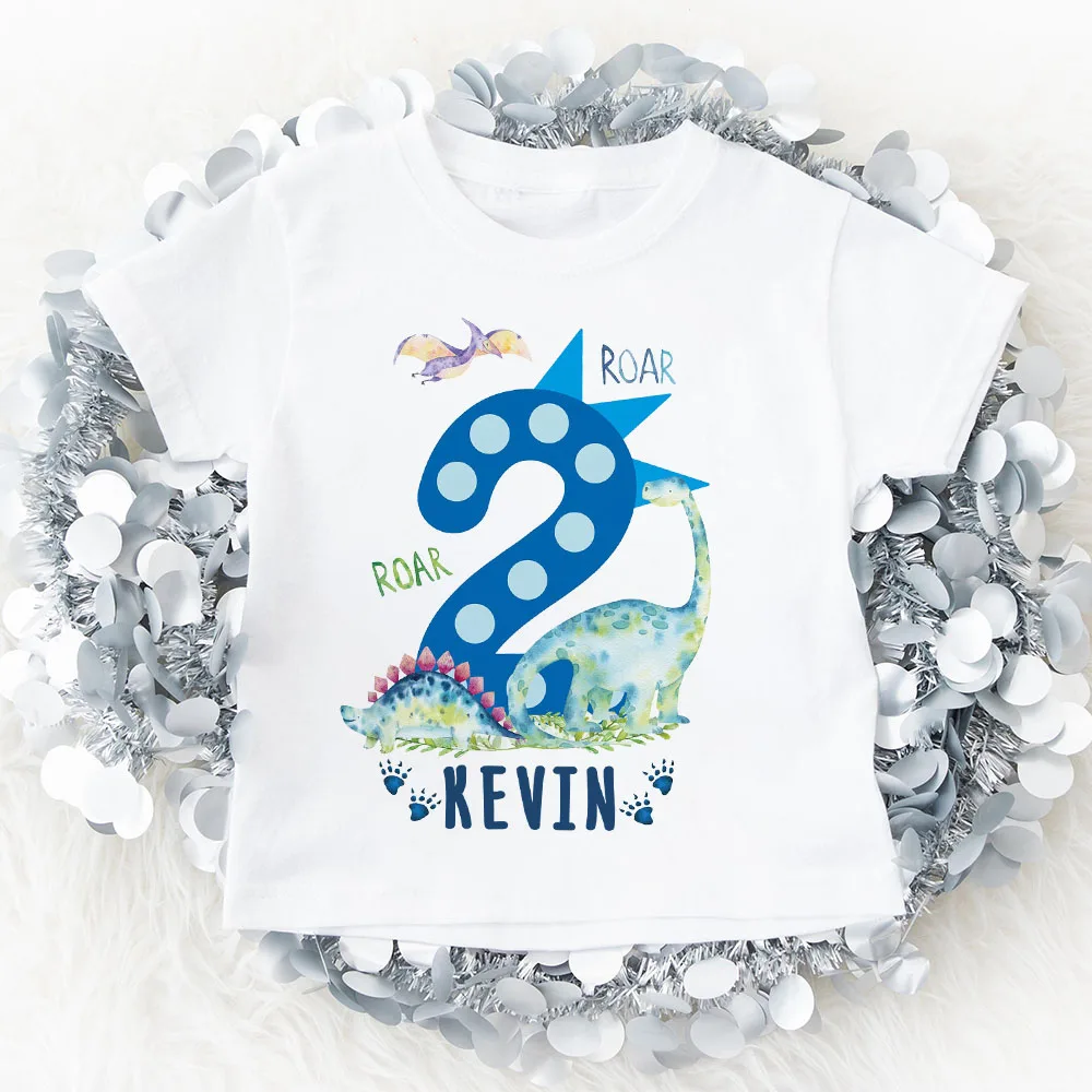 Personalized Birthday Shirt 1-9 Years Custom Name Kids Clothing Top Birthday Gift Baby When I Wake Tee Toddler Dinosaur Shirts