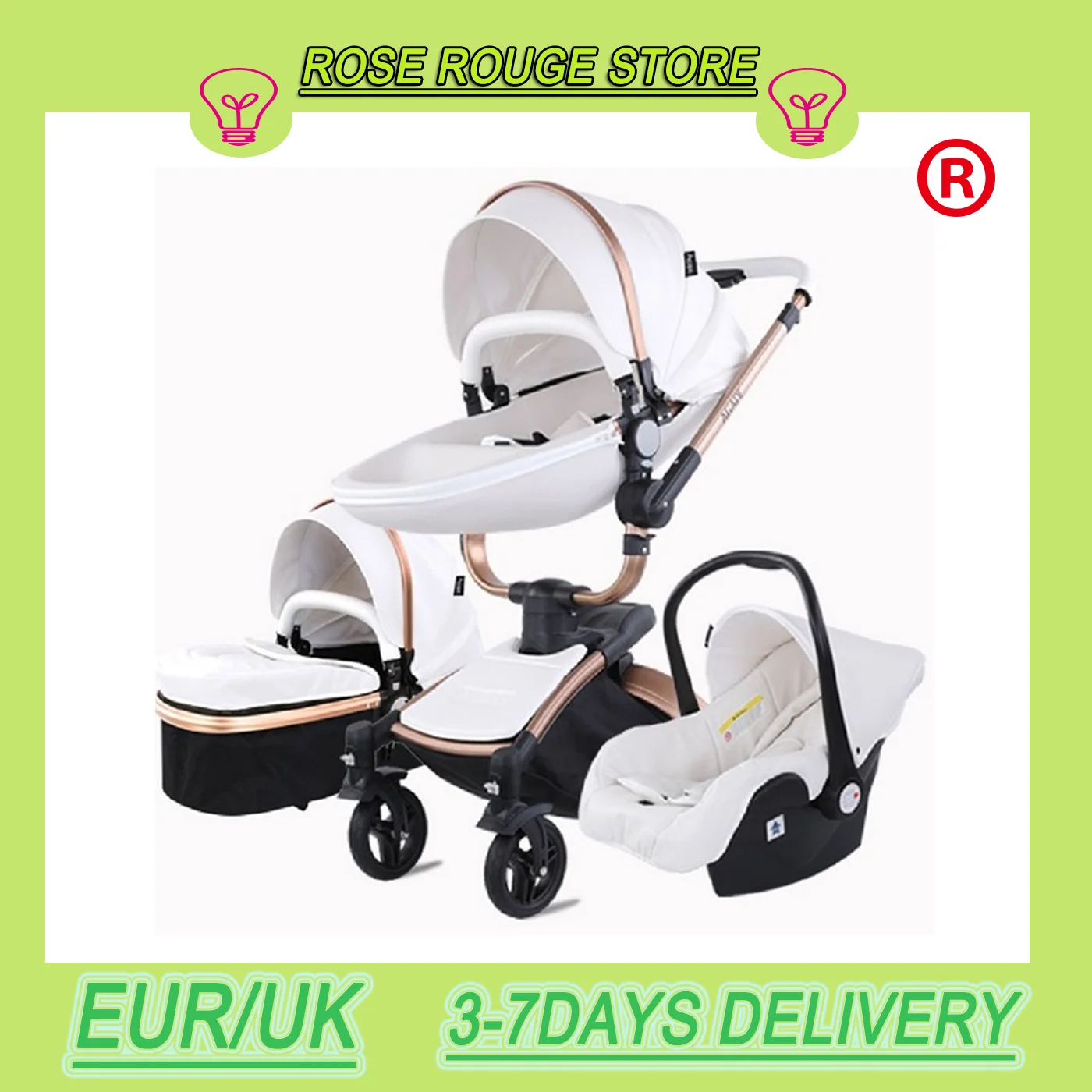 Luxury Baby 3 in 1 Stroller Baby 3 in 1 Trolley Baby Walker High Landscape Stroller Folding Strollers Car for Newborn Baby