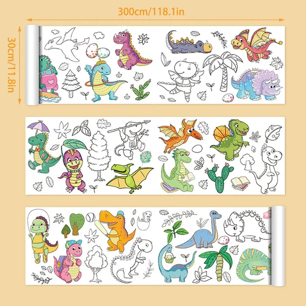 1/4Pcs Children's Drawing Roll Sticky Color Filling Paper Graffiti Scroll Coloring Paper Roll For Kids DIY Painting Toys