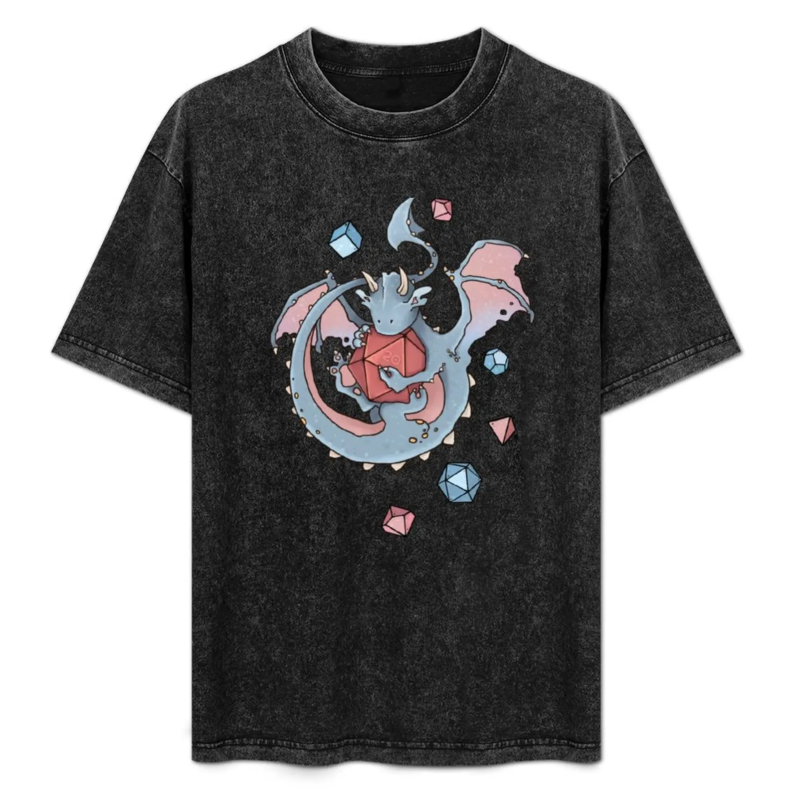 

Dice goblin with dice (but dragon, adorable blue) T-Shirt new edition aesthetic clothes boys animal print anime t shirt men