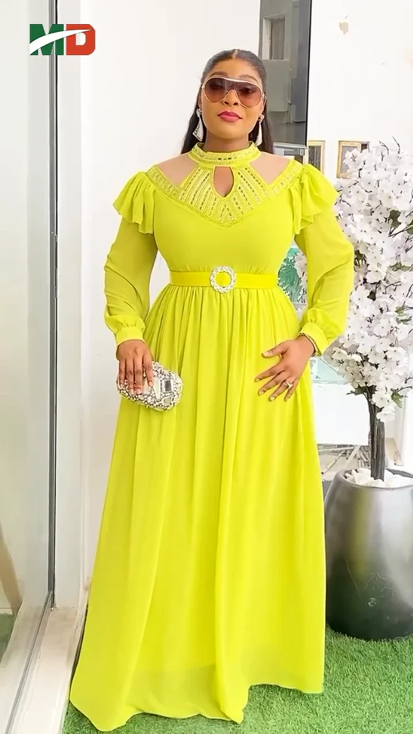 

MD African Clothes Dashiki Max Dress Plus Size Women's Elegant Turkey Dresses Africa Party Wedding Dress Daily Wear Evening Gown