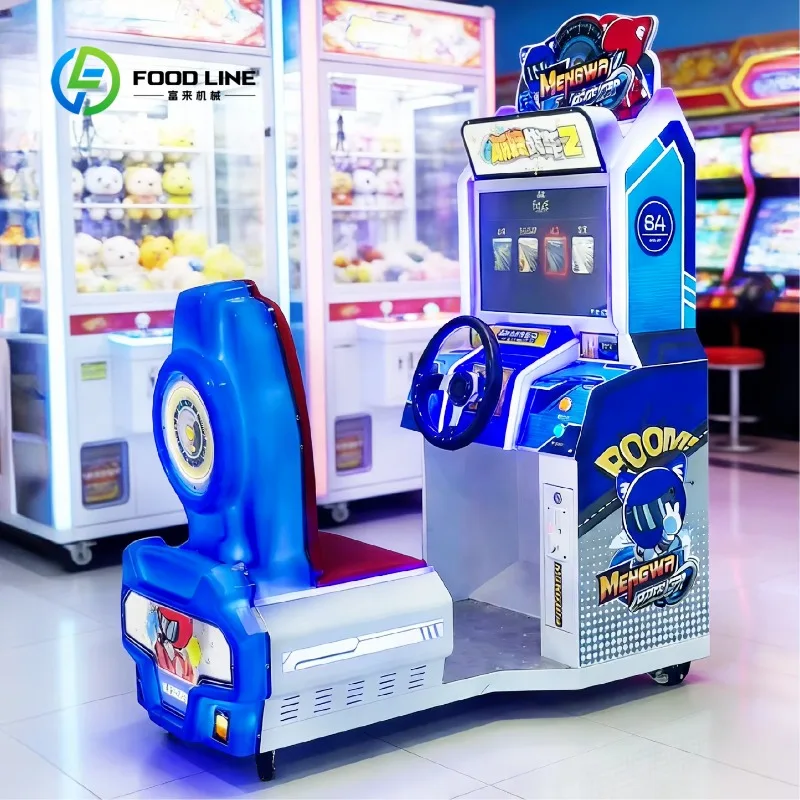 Car Racing Motorcycle Simulator Arcade Game Machine for Kids Coin Operated English Customizable Child Friendly Metal