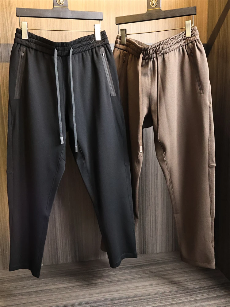 Men's Knitted Wool Straight Leg Casual Pants Double Sided Varied Color Simple High End Feeling Autumn Winter Pure Color