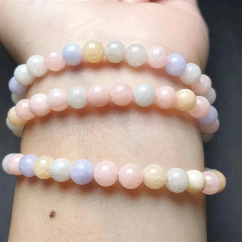 Natural Morgan Chalcedony Triple Circle Bracelet Stretch Polychrome Handmade Beads Healing Women Jewelry Gift 1pcs