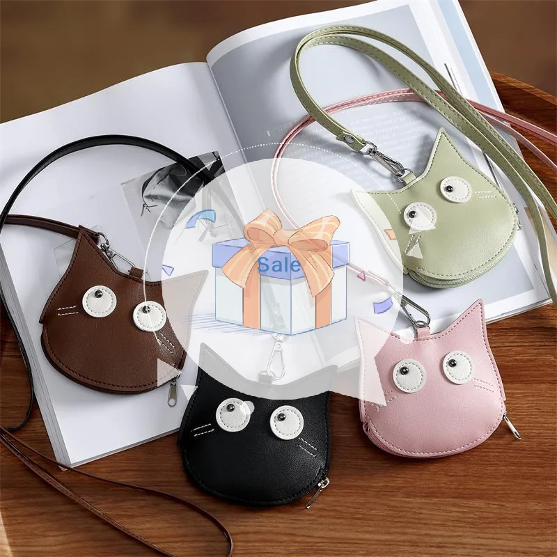 محفظة عملات معدنية رفيعة للغاية مزينة برسوم كرتونية رائعة للسيدات، حقيبة قلادة فريدة من نوعها بما في ذلك تخزين سماعات الأذن، حافظة بطاقات رفيعة للغاية