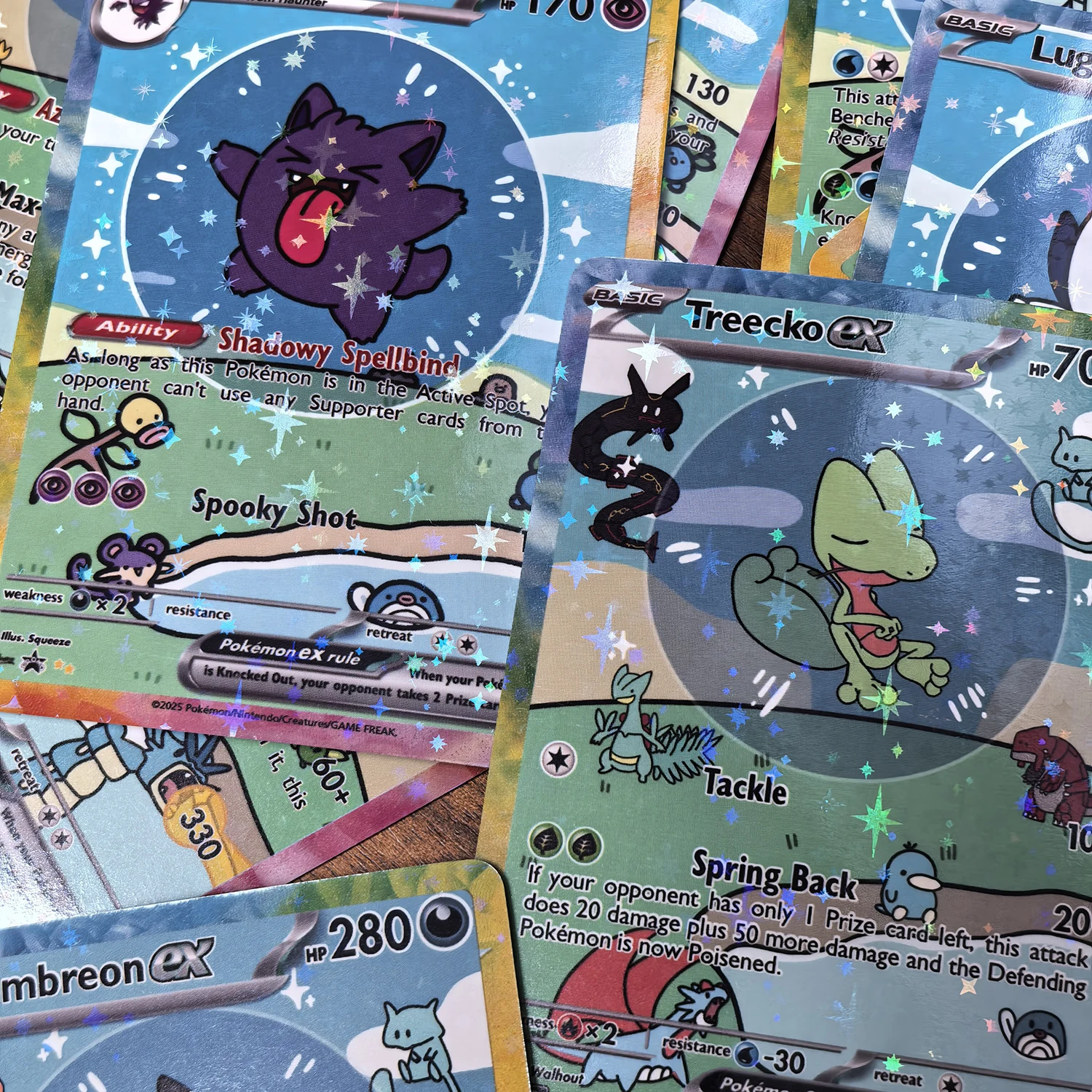 55Pcs Cute DIY Card Proxy Poke My bubble friends Holographic Anime Version Pocket Monster Collection Cards Eevee Charizard